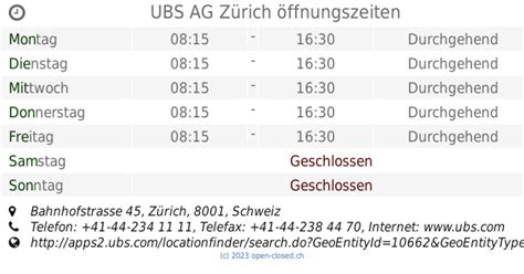 ubs bahnhofstrasse 45 öffnungszeiten.